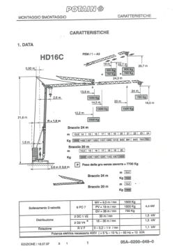 Crane Potain HD 16C arm 24 meters