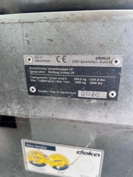 Testata da tavolo Doka 30 + Carrello Doka + Telaio di rialzo Doka + Forca di trasloco Doka da 1,5 t