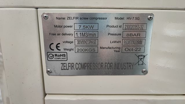 Šroubový kompresor s tlumičem ZELFIR HV 7-5G na prodej