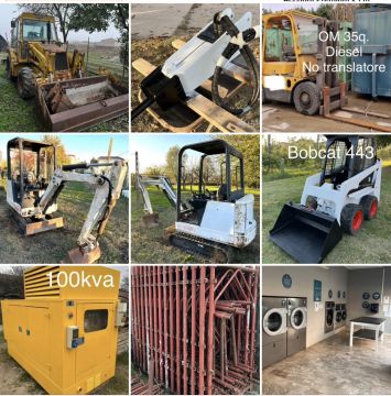 Various construction equipment for sale (backhoe loader, demolition hammer, BOBCAT, self-erecting construction cranes...)
