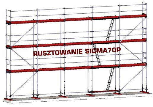 Andamio de fachada SIGMA 70P - 117 m2 con plataformas de madera. Directo del fabricante.