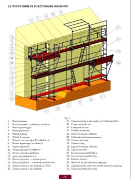 Andamio de fachada SIGMA 70P - 153 m2 con plataformas de acero. Directo del fabricante.