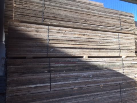 Used wooden scaffolding boards