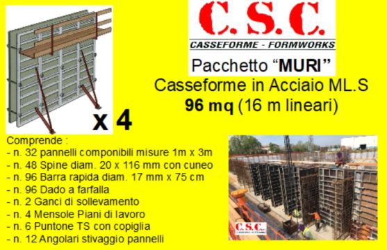 C.S.C.-PAKKE 100 m2 forskalling til armerede betonvægge